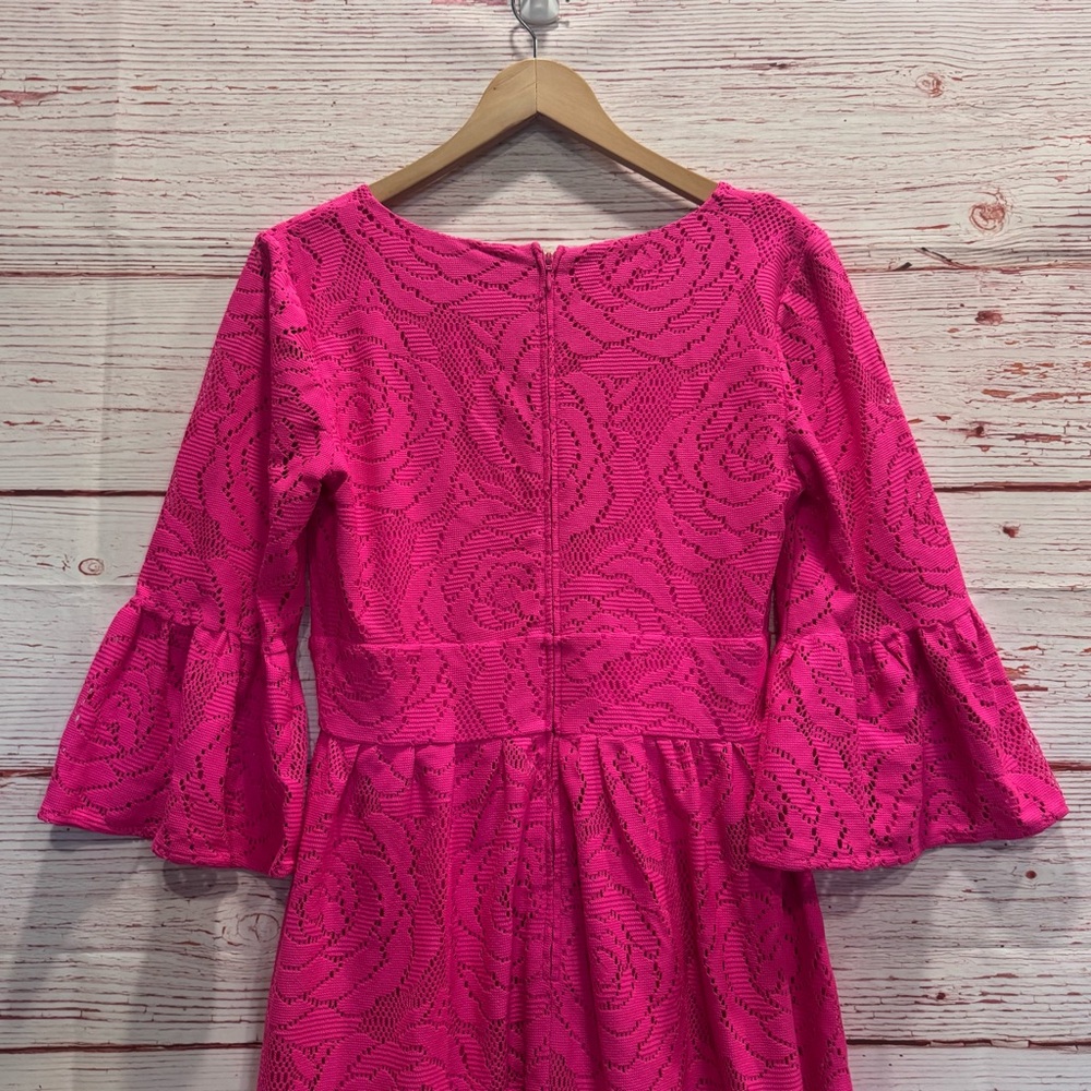 Lilly Pulitzer Cecelia Dress in Pink Tango Bungalow Blossom Lace Sz 8 - Picture 14 of 16